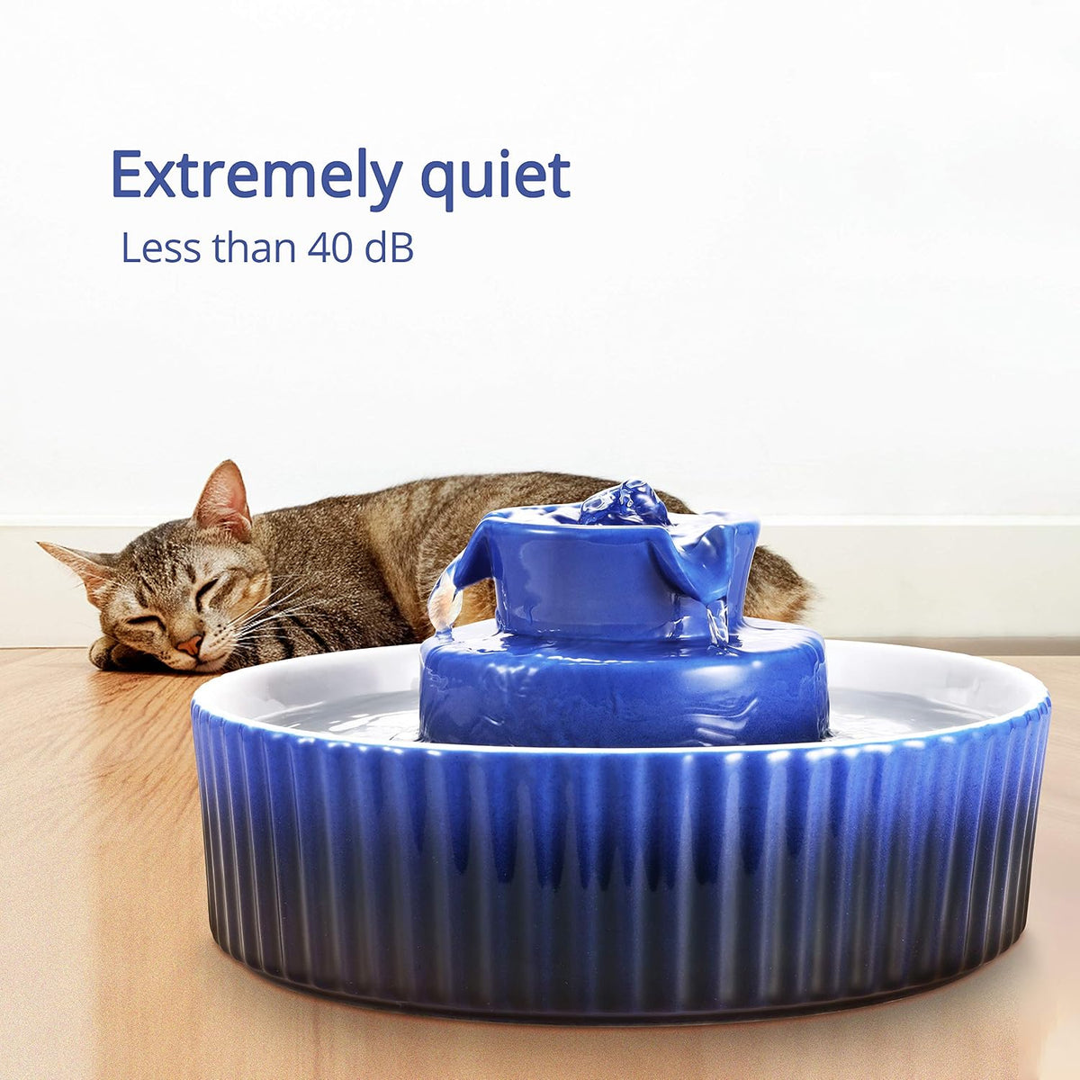 Wonder Creature Ceramic Cat Water Fountain - Royal Blue - image 4