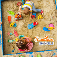 4E's Novelty 12 pack of 8 inch plastic sand shovels for kids in assorted colors - view 12