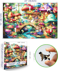Halloween Puzzle 500 Piece with Lettered for Adults Gift - 500piece - Elf Mushroom House - 23x15" / Retired Models - image 4