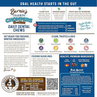 Bernie's Charming Chompers - Daily Dental Chews for Dogs 26-50 Lbs. - 36 Count - Cleans Teeth, Freshens Breath, + Boosts Oral-Gut Microbiome. Easy to Digest, Supports Healthy Digestion Naturally