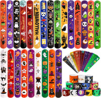 MGparty 72PCS Halloween Slap Bracelets 24 Halloween Theme Designs - Halloween