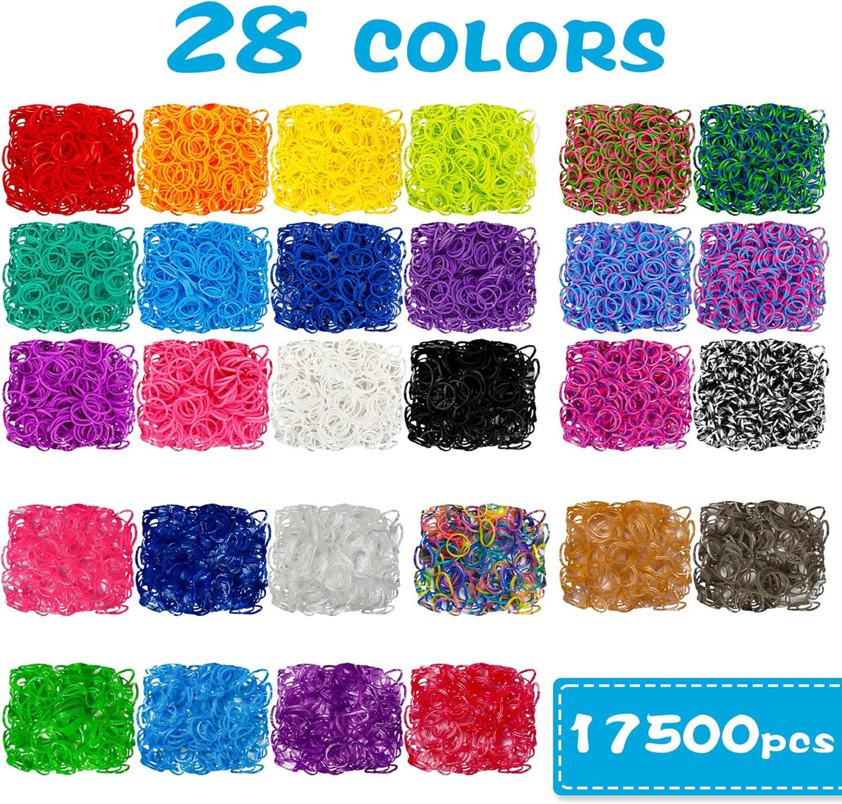 INSCRAFT 17500+ Rubber Loom Bands with 3 Layer Pink Container - Blue - image 3