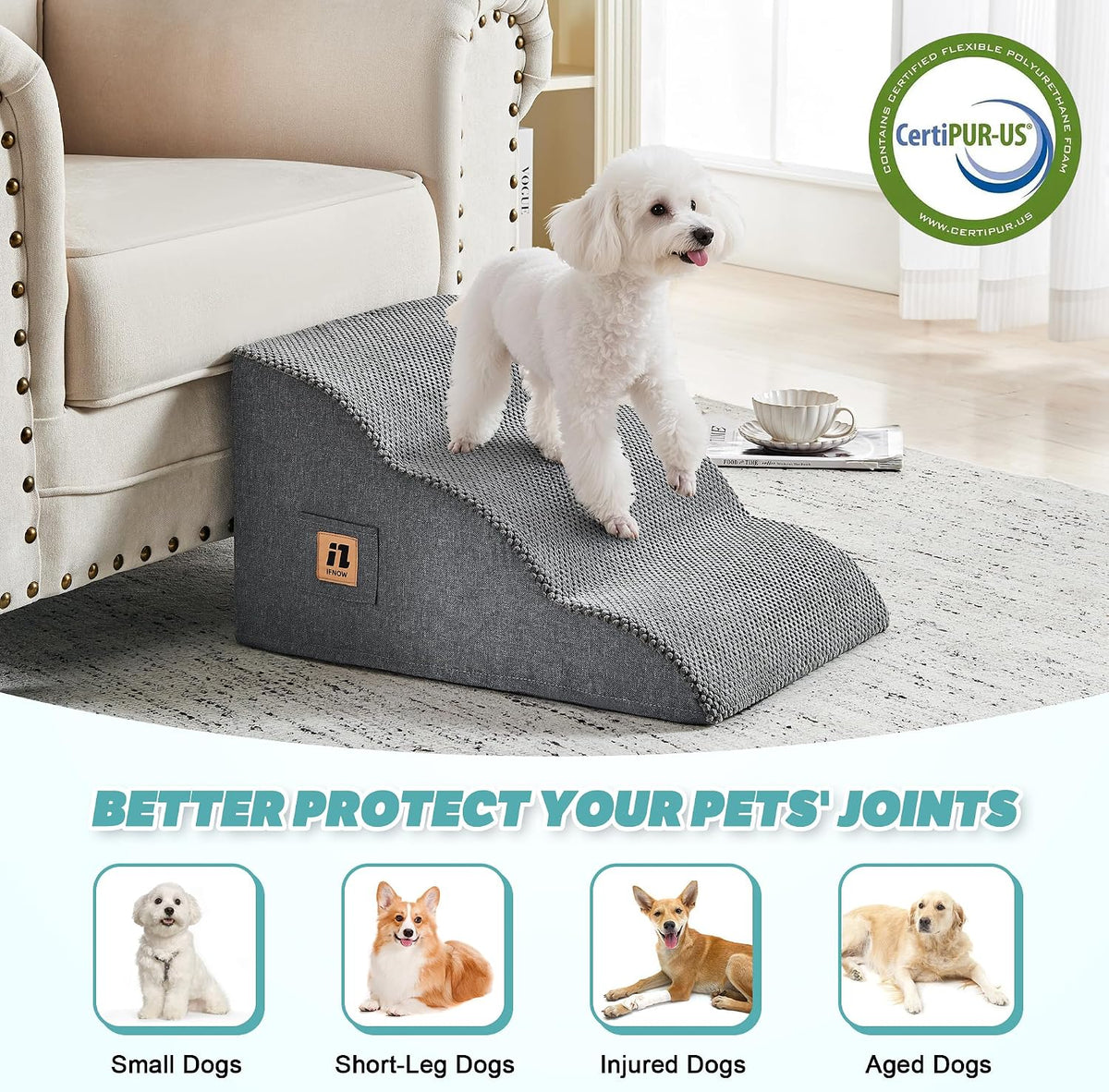 Dog Stairs for Small Dogs and Cats 11.8" H - 3-Step 11.8''H - image 4