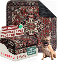 PUPIBOO Washable Pee Pads for Dogs and Cats - Red Medallion / 36 x 41 Inch (Pack of 2)