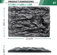 4pcs Rock Terrarium Background, 3D Reptile Tank Background Board - grey-23.6"* 11.8"（1pcs） - image 2