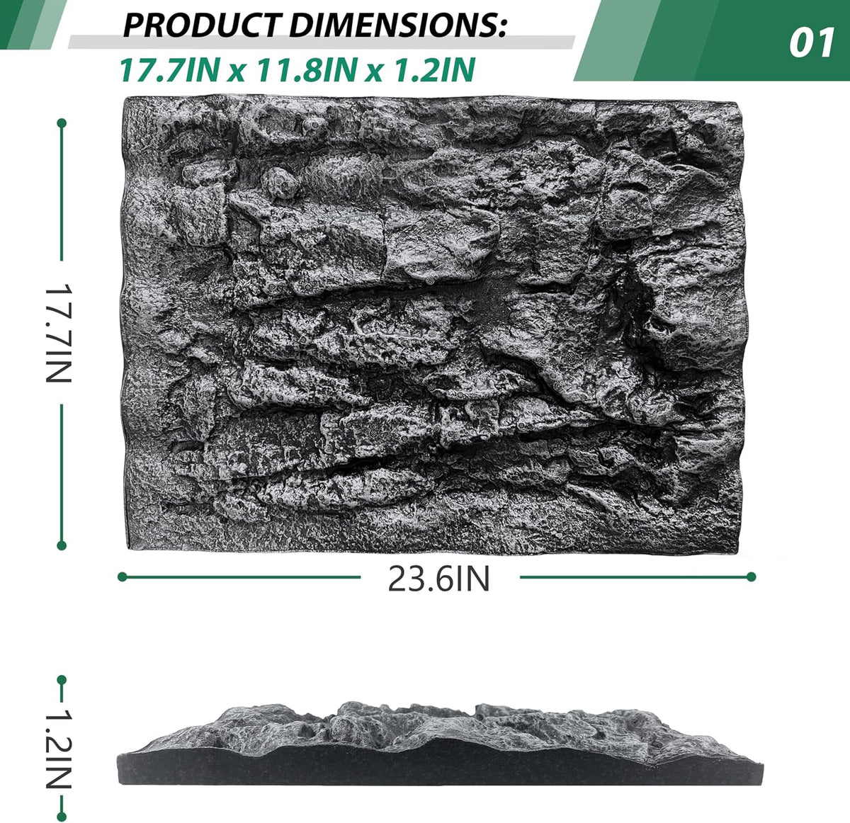 4pcs Rock Terrarium Background, 3D Reptile Tank Background Board - grey-23.6"* 11.8"（1pcs） - image 2