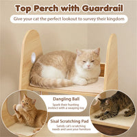 4-Tier Rocket Shape Cat Tree with 2-Tier Condo Sisal Scratch Pad Hanging Pompom Natural+White