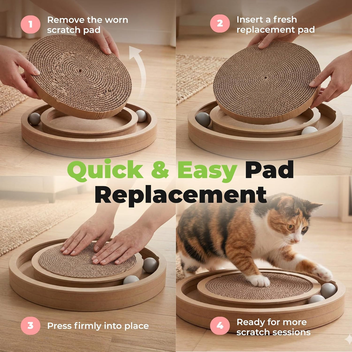 Catify Spin n' Scratch Cat Scratch Pad Refill, Round - Round (5 Pack) - image 4