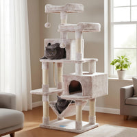 Hey-brother Cat Tree Tower with Sisal Scratching Posts - 53.7 Inches / Muchroom