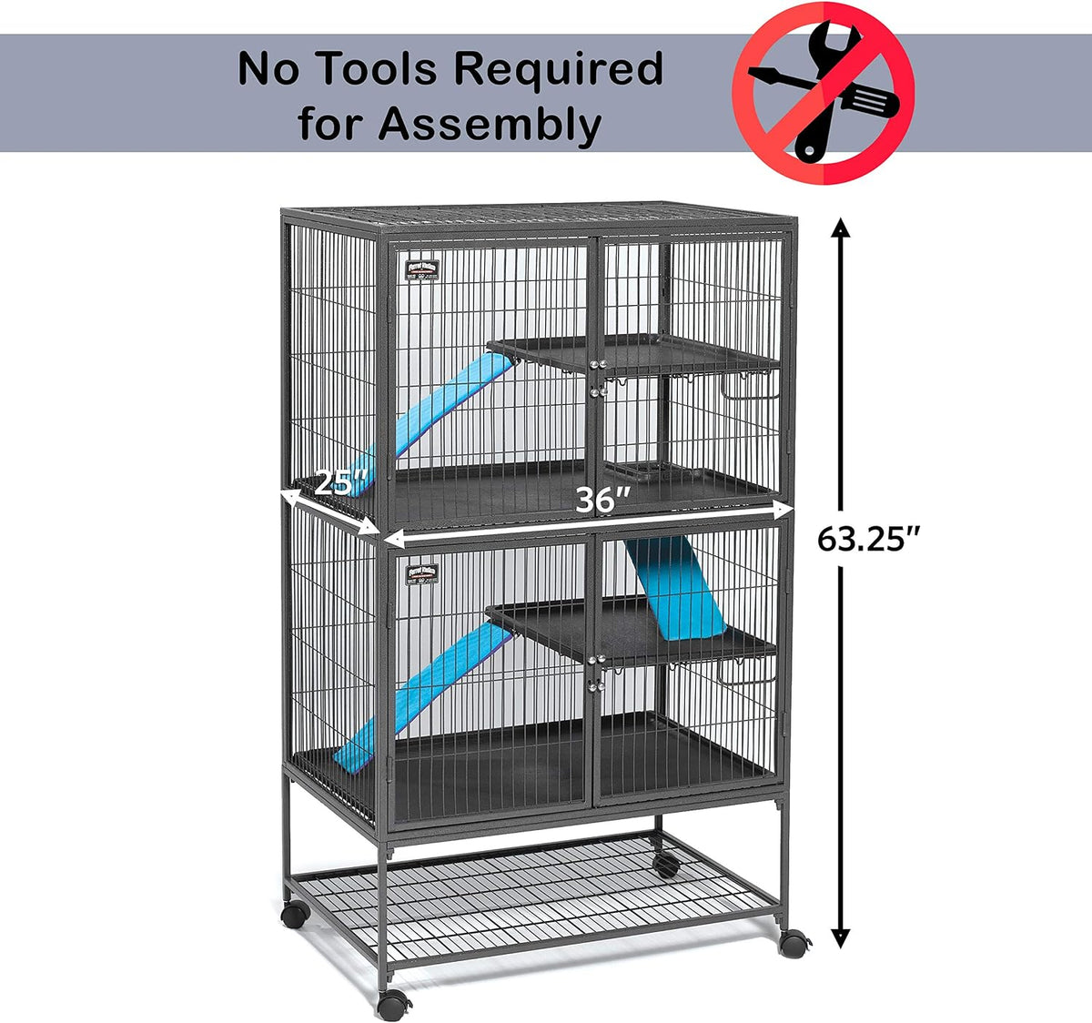 Critter Nation by MidWest Double Unit Small Animal Cage – Essentials for Small Pets - Black: 1 Inch Wire Spacing: Ferret Nation / Double Story - image 2