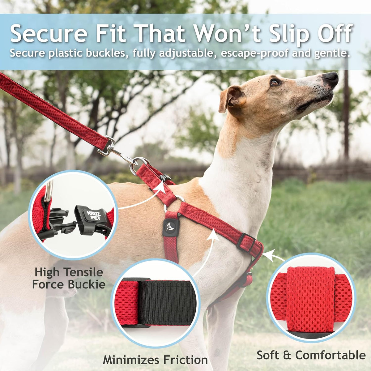 KRUZ no pull dog harness for medium dogs with breathable mesh - view 2