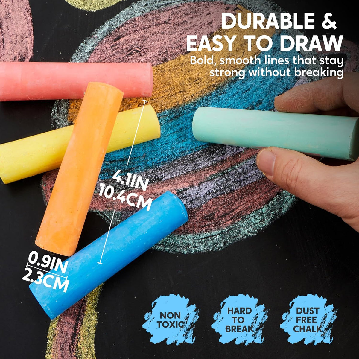 JOYIN 180 PCS Washable Sidewalk Chalks Set in 20 Colors Non-Toxic - 20 - image 4