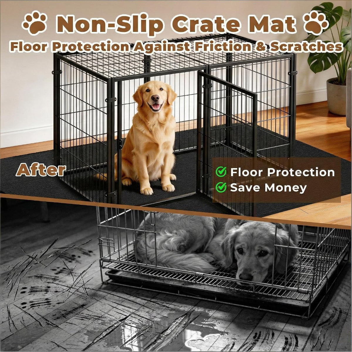Dog Crate Mat, 24 in X 36 in Dog Playpen Mat Kennel Mat – Essentials for Dogs - Black / 36"L x 24"W - image 2