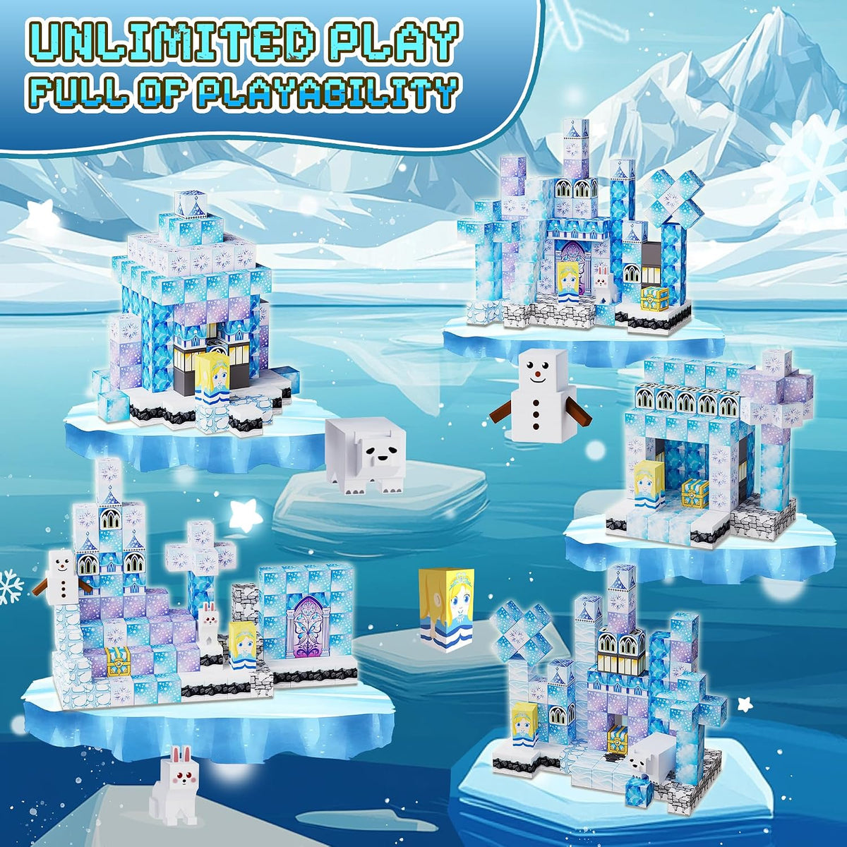 200PCS Magnetic Building Blocks Set - Snow Castle - image 4