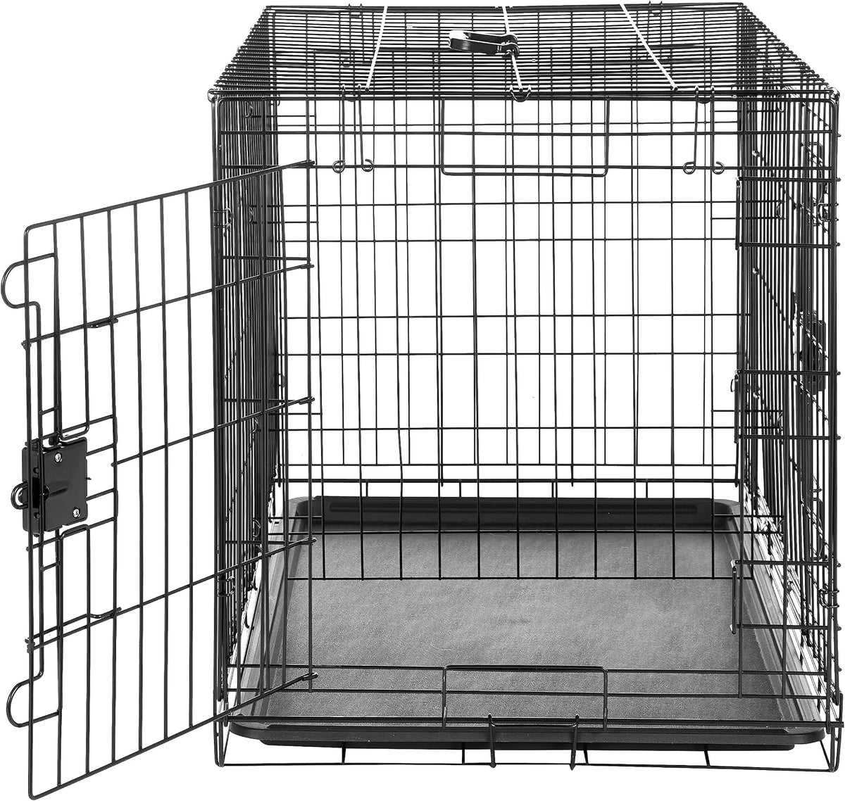 Amazon Basics Portable, Foldable Metal Wire Small Dog Crate with Removable Tray, Divider Panel - 36.0"L x 23.0"W x 25.0"H / Double Door w/ Divider - image 3