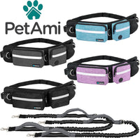 PetAmi Hands Free Dog Leash with Waist Running Belt Bag, Single – Essentials for Dogs - 2 Leashes / Charcoal Grey - image 4