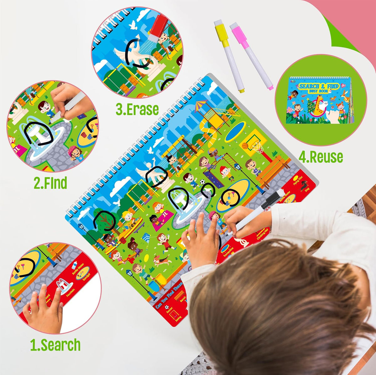 SpriteGru search and find book for kids with dry erase markers and storage bag - view 25