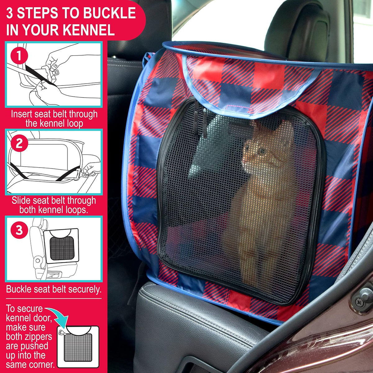SportPet Designs Large Pop Open Kennel, Portable Cat Cage Kennel - Red - image 2