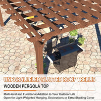 MUPATER 12x16 FT All Cedar Wood Wooden Pergola, Pergola Kit with Stakes, Quality Wood Supported Structure, Snow and Wind Supported, Outdoor Garden Shelter with Cedar Framed for Backyard, Deck, Lawn
