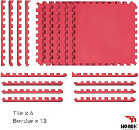 Norsk Dual-Sided Reversible 1/2" Foam Exercise Mats for Home Gym - Interlocking EVA Foam Tiles