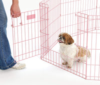 MidWest 30-Inch Exercise Pen, Single Door, 16 Sq Ft Play Area – Essentials for Dogs - Pink w/ Door / 24" H - image 2