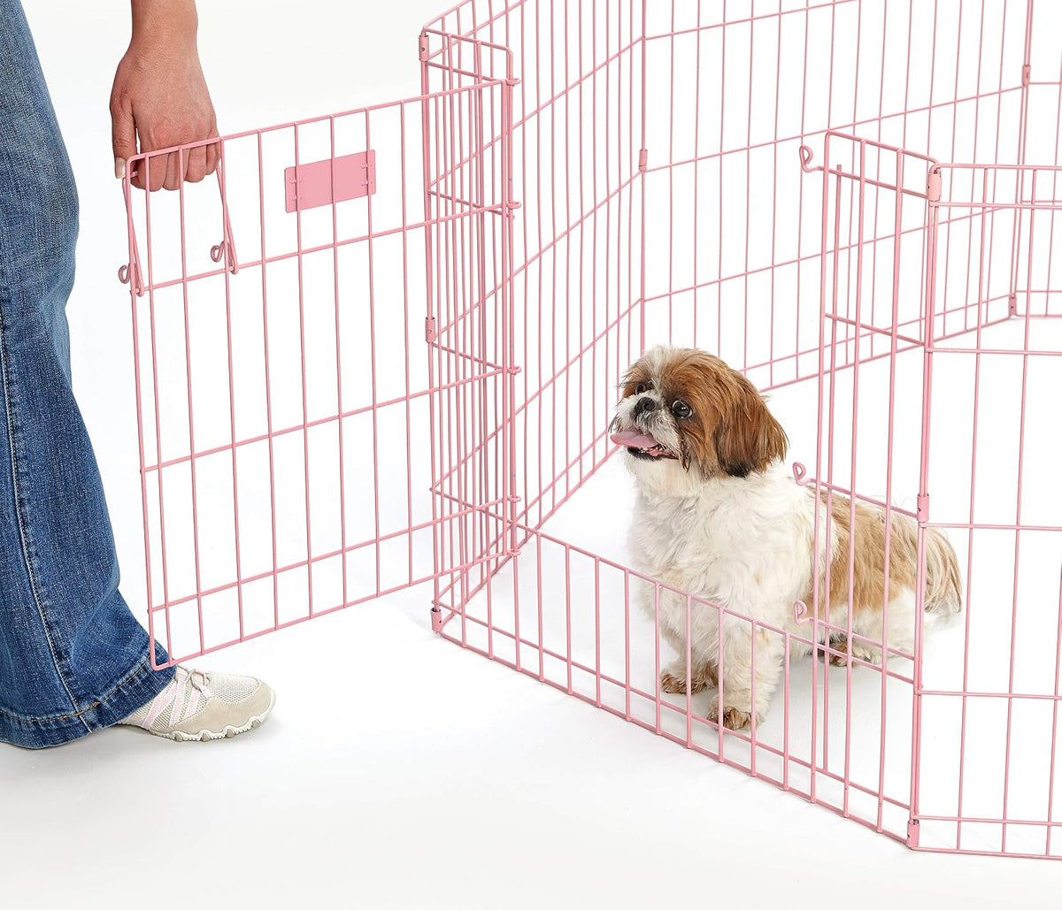 MidWest 30-Inch Exercise Pen, Single Door, 16 Sq Ft Play Area – Essentials for Dogs - Pink w/ Door / 24" H - image 2