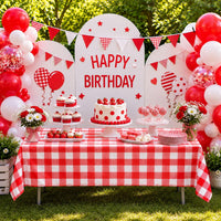 Stone Wall Table Covers, 54"x108" XL, Medieval Party Decorations - Red Gingham (Pack of 3) - image 4