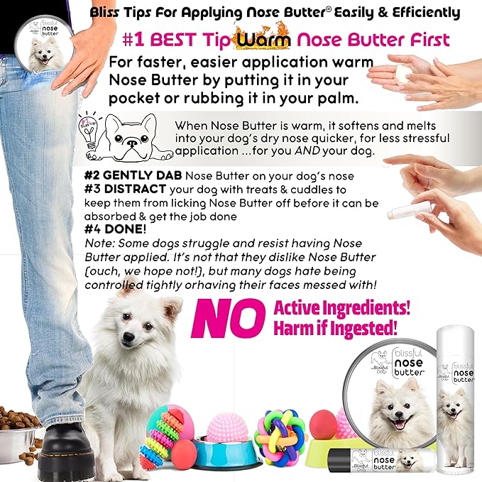 The Blissful Dog American Eskimo Nose Butter for Dry, Cracked Skin, Lick-Safe Dog Nose Balm with Moisturizing Shea Butter, Almond, Olive, and Essential Oils, Pet Supplies, Uncented, 2 oz.