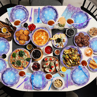 Zachely blue and purple snowflake paper plates, cups, napkins and cutlery set - view 7