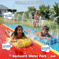 JAMBO Premium Triple Water Slide with 3 Bodyboards - 22.5ft Double Lane Yellow, Blue - image 3