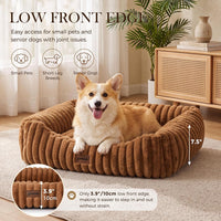 ZOMISIA orthopedic cat bed in faux rabbit fur with raised sides, 25x21 inch - view 3
