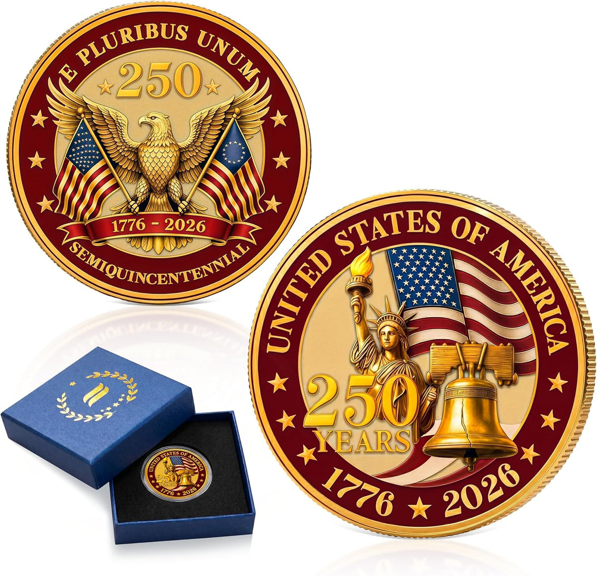 FLAGWIX USA 250th anniversary challenge coin with American Eagle, 1776-2026 - view 3