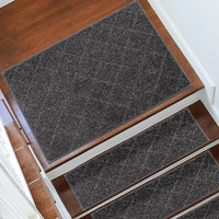 COSY HOMEER Edging Stair Treads Non-Slip Corner Indoor Stair Runners for Wooden Steps,Landing Slip Resistant Stair Rugs for Kids and Dogs, 100% Polyester TPE Backing,Black,20"X32"