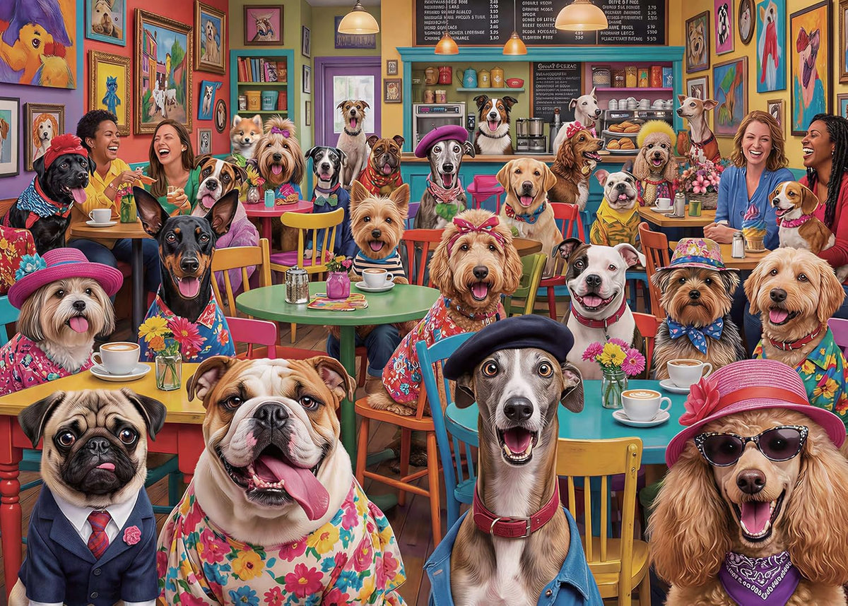 Nattork Jigsaw Puzzle 1000 Pieces for Adults - Dog Coffee