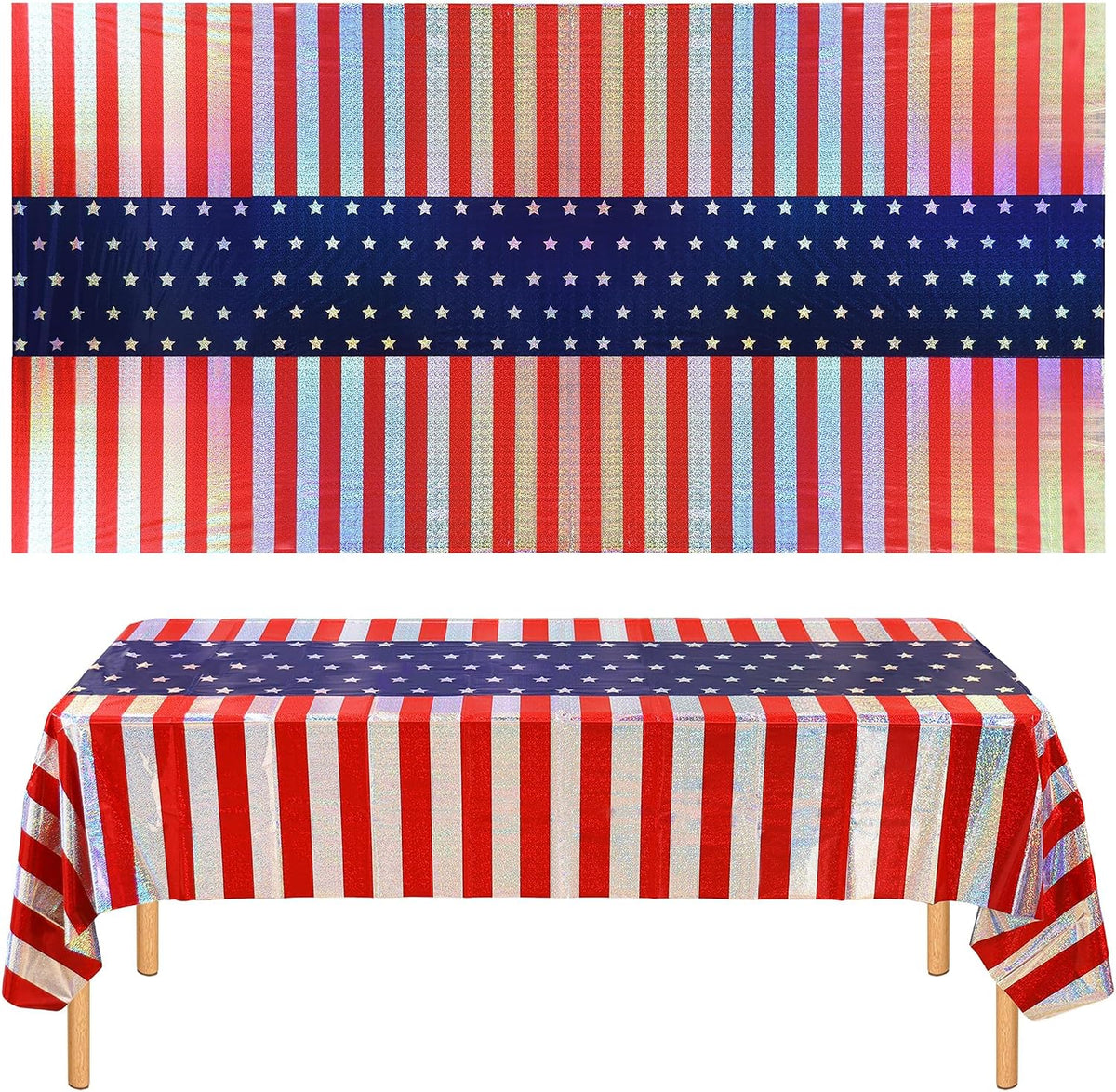 3PCS Demon Hunters Birthday Tablecloth Decorations - Patriotic Sparkly Tablecloths