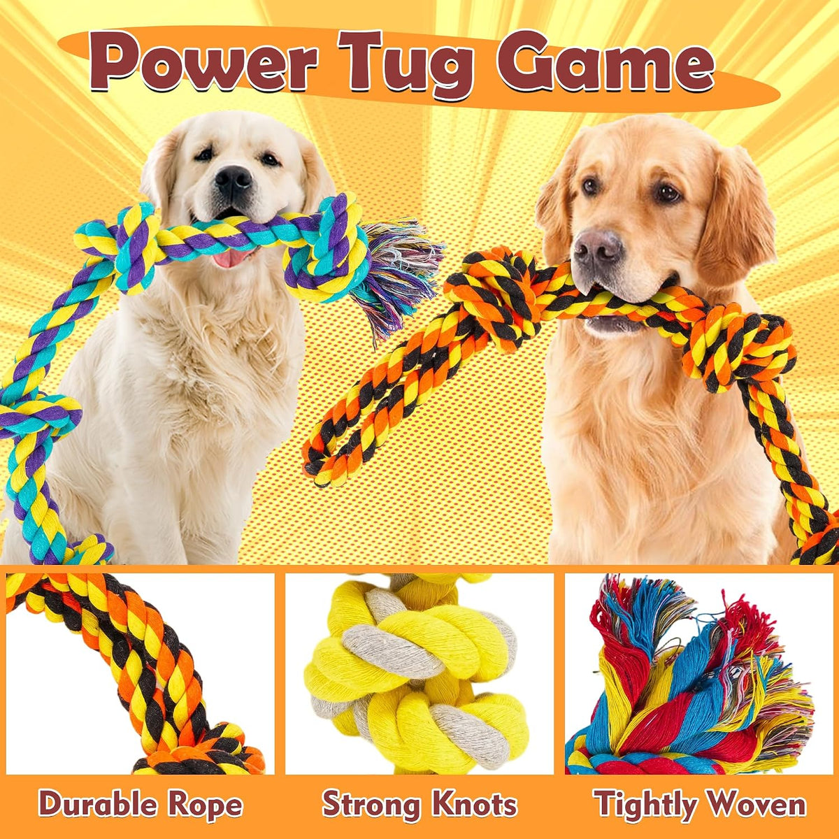 Dog Ropes Toys for Aggressive Chewers - 5 Packs / Large - image 4
