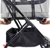 ROODO Fashion 3-in-1 Dog Cat Stroller with Detachable Carrier&Car Seat Combo Best Lightweight Folding Portable All-Terrain Travel Pet Gear Puppy Doggie Kitty Stroller for up to 30 lbs(Grey Lattice)