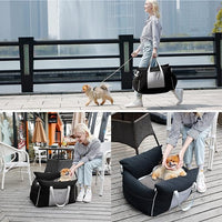 Lesure Small Dog Car Seat for Small Dogs - Waterproof Dog Booster Car Seat with Storage Pockets, Clip-On Safety Leash and Thickened Memory Foam Filling, Pet Carseat Puppy Travel Carrier Bed, Black