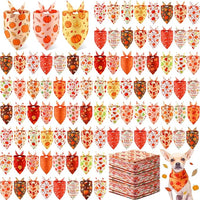 Abbylike 200 Pcs Fall Dog Bandanas Bulk Pumpkin Bandanas for Dogs Pets Triangle Kerchief Bibs Scarf for Fall Autumn Thanksgiving Costume Photo Props Accessories Pet Shops Adoption Events, 25 Styles