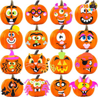 JOYIN Halloween pumpkin decorating stickers, 16 foam face kits including witch, bat and ghost - view 2