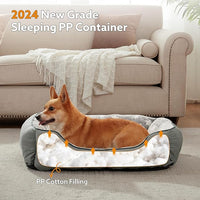 SIWA MARY Medium Dog Bed - Washable, Orthopedic, Soft Calming Puppy Bed, Fluffy Durable Pet Bed with Non-Slip Bottom - M(30"x24"x9") Dark Grey