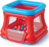 QPAU 3-in-1 Inflatable Bounce House with Pump for Toddlers 1-3 – Fun for Kids & Family - Blue & Red