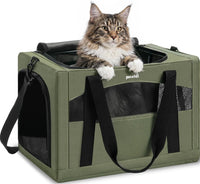 Pecute Cat Carrier Stable, Pet Carrier with Privacy Partition - Green / 19.6"L x 14.9"W x 13.7"H