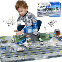 XDUOYJOY Airplane Toy Set with Trucks, Helicopter, Planes