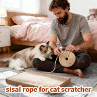 HTJZWG 164 foot roll of light natural sisal rope for cat tree and scratching post repair - view 3