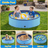 Foldable Dog Pool, Collapsible Dog Swimming Pool Hard Plastic Portable Pets Bath Tub for Dogs - XXL - 64" x 12" - image 3