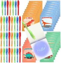 BONNYCO Invisible Ink Pen and Notebook Pack of 16 Party Favors - Dinosaurs - Pack 32
