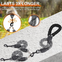 Double Dog Leash, No Tangle, Detachable360° Swivel - Black / S (8-45 lbs) - image 2