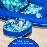 Aqua Campania Ultimate 2-in-1 Pool Float Lounge - One Size / Lounge Teal Hibiscus - XLarge - image 4