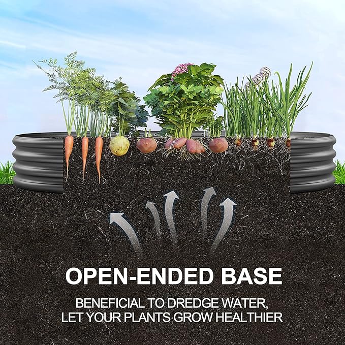 Land Guard 6×3×1 ft Galvanized Raised Garden Bed Kit， Raised Garden Boxes Outdoor, Oval Metal Raised Garden Beds for Vegetables, Flowers, Herbs（Grey）……